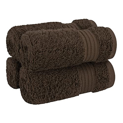 Cotton Paradise 100% Cotton Turkish Towel Set, Soft Absorbent Quick Dry, 4 Piece Washcloth Set, Chocolate Brown - color: Chocolate Brown, size: 13"x13"