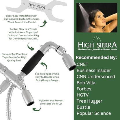 High Sierra® - Solid Lead-Free Metal 4-Way Combo CLASSIC™ Fixed and Handheld Shower Head with Hose. Run Separately or Both at Full Flow - 1.5 GPM per Shower Head - Oil Rubbed Bronze Finish - color: Oil Rubbed Bronze, size: 1.5 GPM