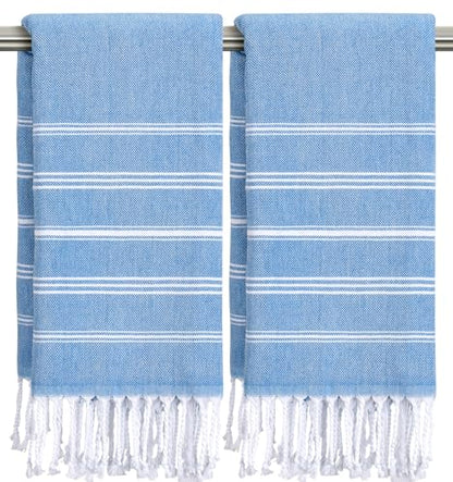 cabanana Hand Towels for Bathroom - 2-Pack,20x30 Inch-100% Cotton,Turkish Bathroom Hand Towels,Super Absorbent & Quick-Dry Soft for Bath, Kitchen, Spa, Face, Hair, Dishcloth (Blue) - color: Blue 20x30