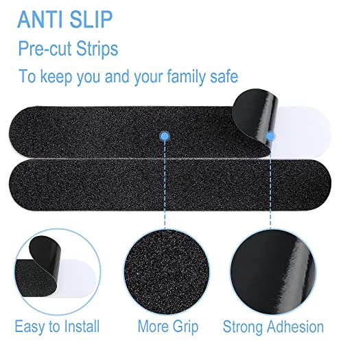 2" x 12" Black Anti Slip Tape, 16pcs Non Slip Pre-Cut Strips | Treads Safety Non Skid Adhesive Strips for Ladder, Step Stool and Stair - color: Black, size: 2" x 12"