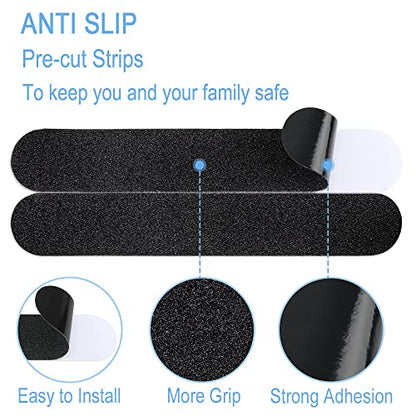 2" x 12" Black Anti Slip Tape, 16pcs Non Slip Pre-Cut Strips | Treads Safety Non Skid Adhesive Strips for Ladder, Step Stool and Stair - color: Black, size: 2" x 12"