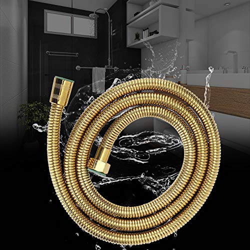 Extra Long Shower Hose 5ft/1.5m, Stainless Steel | Rubber Inner Tube | Handheld Shower Replacement | Bathroom & RV | Pet Cleaning | Flexible & Kink-Resistant(Gold) - color: 5Ft Gold