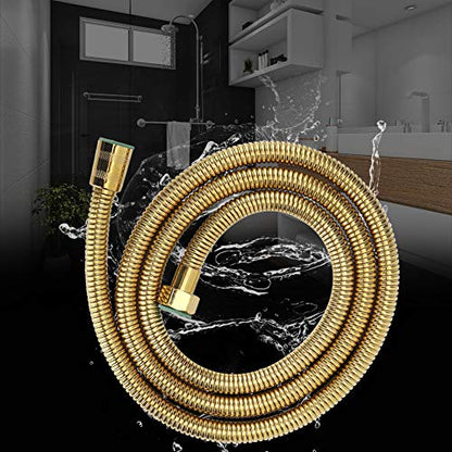 Extra Long Shower Hose 5ft/1.5m, Stainless Steel | Rubber Inner Tube | Handheld Shower Replacement | Bathroom & RV | Pet Cleaning | Flexible & Kink-Resistant(Gold) - color: 5Ft Gold