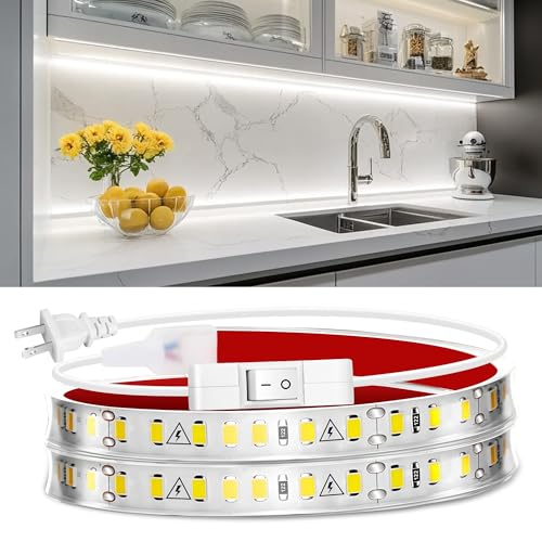 maylit Under Cabinet Strip Lighting Plug in 36in, Ultra Bright Small LED Light Bar, 6000K Cool White, 110V-120V Wired Lights for Kitchen Cabinet, Counter, Workbench, Desk, Closet, Shelf, Indoor - color: Cool White, size: 36in
