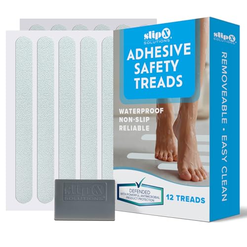 SlipX Solutions Non Slip Bathtub Stickers, 12 Strip Treads, 7.5X.75, White | Reliable Grip For Tubs, Showers, Stairs & More, Easy Install, Strong Adhesive, Microban Infused, Design Your Own Pattern - color: White, size: 12-Count
