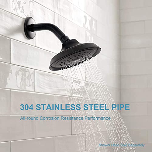 OFFO Shower Arm with Flange, 6-Inch Wall Mount Replacement Angle Shower Head Arm Wall-mounted For Fixed Shower Head & Handheld Showerhead, Matte Black - color: Matte Black, style: 6 in
