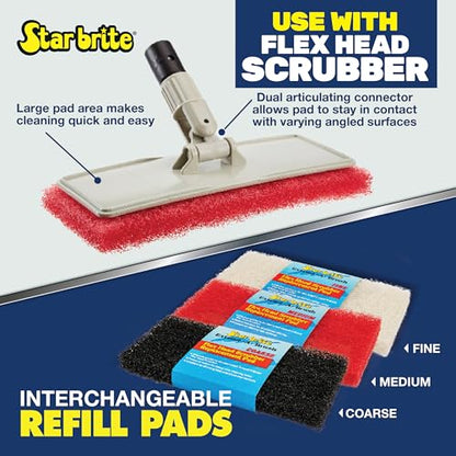 STAR BRITE Large Scrub Red Pad with Flexible Head Scrubber, Medium Texture - color: Red Scrubber (Medium)