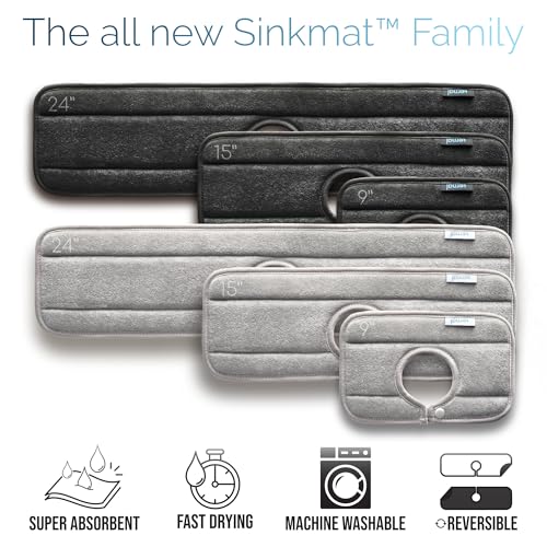 Ternal The Original Sinkmat Drip Catcher & Splash Guard, Faucet Mat for Sinks Absorbent Microfiber, Machine Washable Counter Protector & Drying Mat for Kitchen, Bathroom or RV [Black, Mini, 1 Pack] - size: 9in Mini