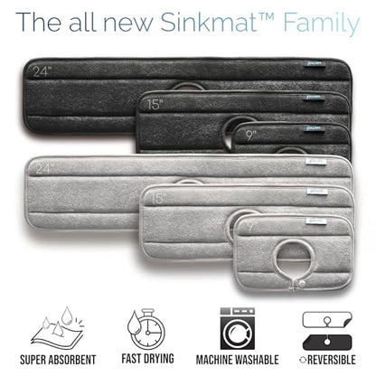 Ternal The Original Sinkmat Drip Catcher & Splash Guard, Faucet Mat for Sinks Absorbent Microfiber, Machine Washable Counter Protector & Drying Mat for Kitchen, Bathroom or RV [Black, Mini, 1 Pack] - size: 9in Mini