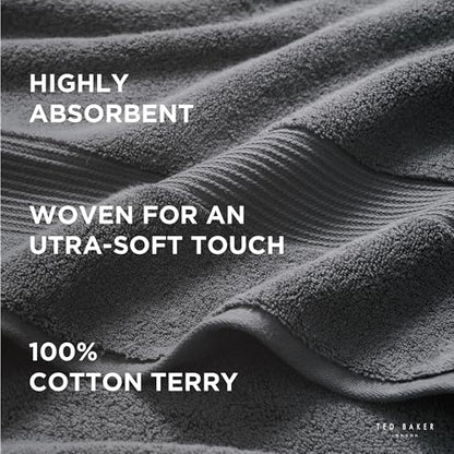 Ted Baker 4-Pack Cotton Washcloth Set Soft Highly Absorbent 13x13 Dark Grey - color: Grey, size: Washcloth Set - 4 Piece