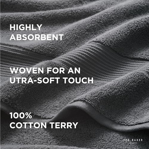 Ted Baker 8-Pc Towel Set, 2 Bath 2 Hand 4 Washcloths 100% Cotton Dark Grey - color: Grey, size: 8 pc Towel Set - 2 Bath, 2 Hand, 4 Washcloths