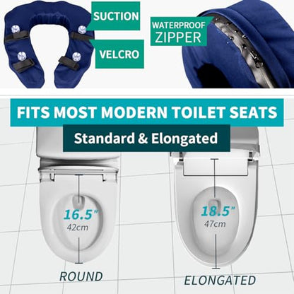 Raised Toilet Seat Cushion – High-Density Foam Booster Pad for Elderly, Seniors, Disabled – Toilet Riser for Standard & Elongated Toilets – Commode Seat Cushion Non-Slip & Easy to Clean (3 inches) - size: 3 inches