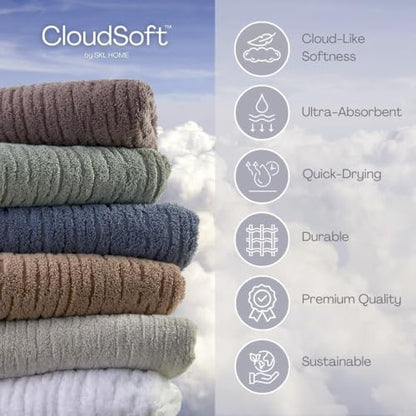SKL Home CloudSoft Cotton Luxury Bath Towel, Oatmeal - color: Oatmeal, style: Bath Towel