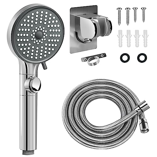 RV Shower Head with Hose, High Pressure 5 Mode Shower head Replacement, Showerheads for RV/Campers, Travel Trailer, Motorhome for Water Saving, Handheld Shower Head Holder and Hose, On Off Switch - color: Premium Chrome