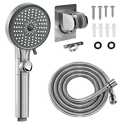 RV Shower Head with Hose, High Pressure 5 Mode Shower head Replacement, Showerheads for RV/Campers, Travel Trailer, Motorhome for Water Saving, Handheld Shower Head Holder and Hose, On Off Switch - color: Premium Chrome