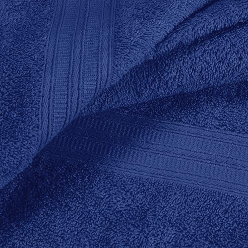 BOUTIQUO 6 Pack Cotton Towel Set, Contains 2 Bath Towels 27x54 inch, 2 Hand Towels 16x24 inch & 2 Wash Coths 12x12 inch, Ideal Everyday use, Ultra Soft Compact & Lightweight - Navy Blue - color: Navy Blue, size: 6 Piece Towel Set