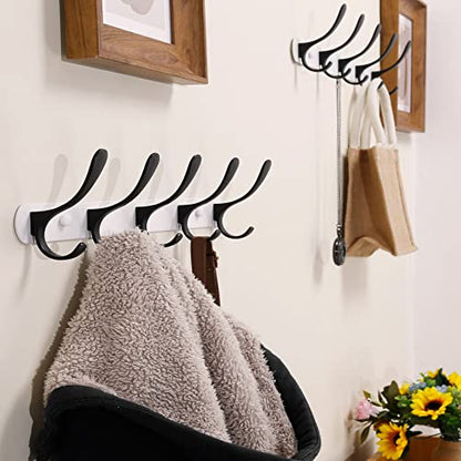 SKOLOO Modern Metal Wall Coat Rack with 5 Hooks - Sturdy Wall Hook Rack for Hanging Coat, Jacket, Clothes, Hat, Black on White - color: Black on White