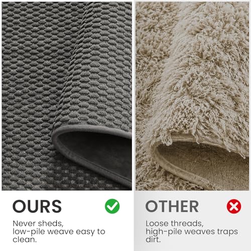 TYUU Bath Mat Set 2 Piece, Thin Bathroom Rugs Non Slip Washable Quick Dry | Non Slip Quick Dry Soft Absorbent Thin Low Pile Bathroom Mats, Washable Bath Rugs 2 Piece Set 16x24 in. Dark Grey - color: Dark Grey, size: 16"x24" + 16"x24"