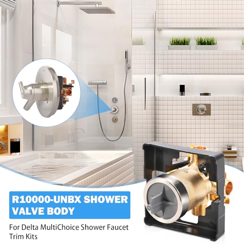 R10000-UNBX MultiChoice Tub and Shower Rough-In Valve Body, 1/2-Inch | Fits Delta 13/14, 17 and 17T Series Trim Kits; Universal Inlets Support PEX, Copper and CPVC Connections - style: R10000-UNBX