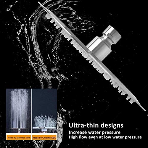 NearMoon Rain Shower Head, Ultra-Thin Design-Pressure Boosting, Awesome Some Experience, High Flow Stainless Steel Rainfall Head (8 Inch,Brushed Nickel) - color: Brushed Nickel, size: 8 Inch