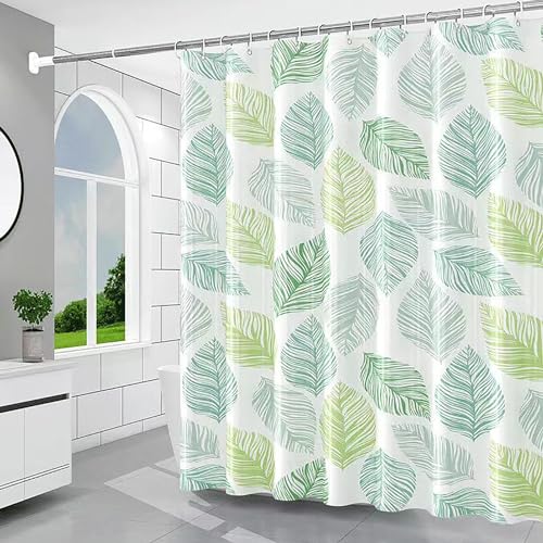 TIKABC Shower Curtain Liner, 4G PEVA Banana Leaves Shower Liner, Plastic Waterproof Shower Curtains, 72x72 inch with Grommet Holes 3 Magnetic Weights - color: Banana Leaves