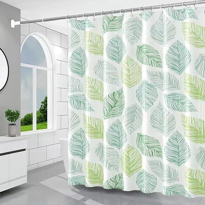 TIKABC Shower Curtain Liner, 4G PEVA Banana Leaves Shower Liner, Plastic Waterproof Shower Curtains, 72x72 inch with Grommet Holes 3 Magnetic Weights - color: Banana Leaves