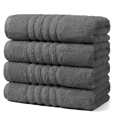 Aibaser Towels - Premium 100% Cotton Bath Towels Set (27 x 54 inches), Lightweight and High Absorbency Quick Drying (Grey) - color: Grey, size: 27x 54 Inches