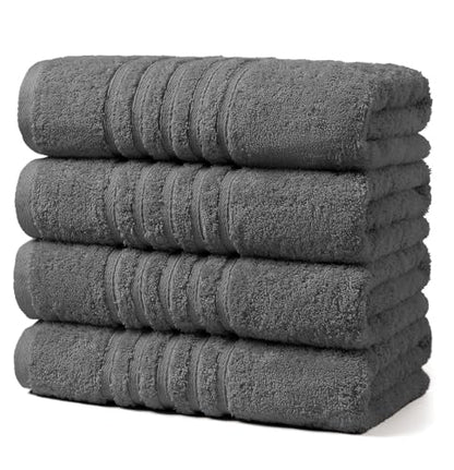 Aibaser Towels - Premium 100% Cotton Bath Towels Set (27 x 54 inches), Lightweight and High Absorbency Quick Drying (Grey) - color: Grey, size: 27x 54 Inches