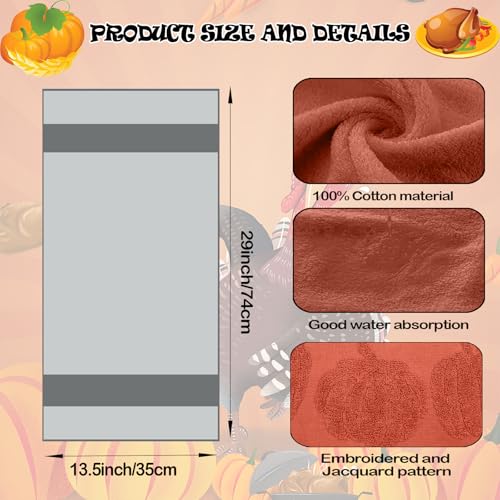 2 Pack Fall Hand Towel Jacquard Embroidered Cotton Kitchen Towels Farmhours Thankful Bath Towels Set Thanksgiving Bathroom Decor (Red Hello Fall, 2*Hand Towel) - color: Red Hello Fall