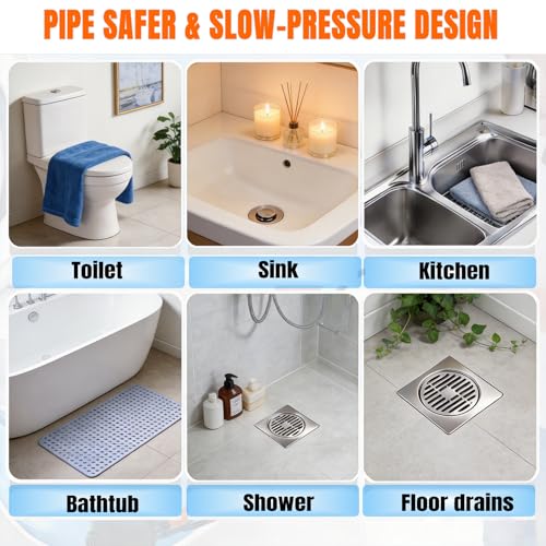 Manual Drain Unclogger, High Pressure Toilet Plunger: No-Splash, No Electricity, No Accessories, Pipe-Safe, Easy to Use, Reusable & Easy to Clean for Toilet, Sink, Bathtub, All Household Pipes - color: Orange