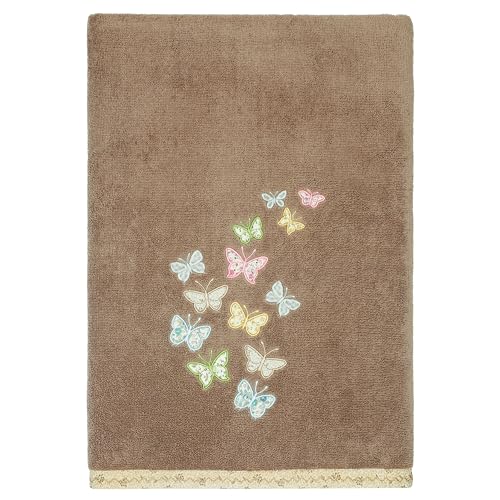Frolic 4-Piece Luxury Towel Set, Calico Applique, Soft & Durable Turkish Cotton, Elegant Bathroom Ensemble, 2 Bath 2 Hand Towels, Cocoa - color: Cocoa, size: 2 Pcs Bath 2 Pcs Hand Towel