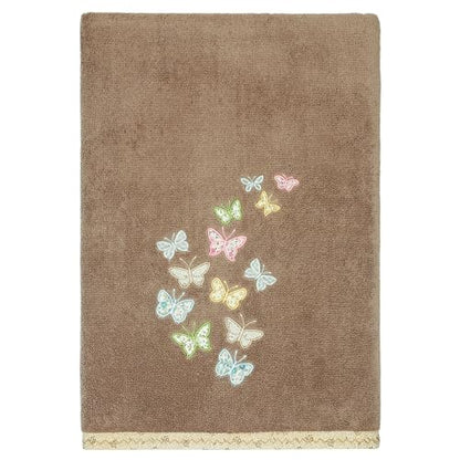 Frolic 4-Piece Luxury Towel Set, Calico Applique, Soft & Durable Turkish Cotton, Elegant Bathroom Ensemble, 2 Bath 2 Hand Towels, Cocoa - color: Cocoa, size: 2 Pcs Bath 2 Pcs Hand Towel