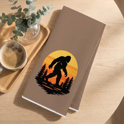 4Pcs Bigfoot Hand Towels Funny Big Foot Sasquatch Gifts Reusable Dish Towel - color: Multi 1713
