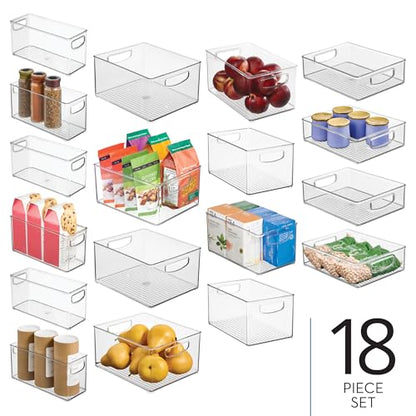iDesign Stackable Plastic Handle Bin Storage Organizers, 18 Pack, Clear | For Kitchen, Fridge, Pantry, Home, Assortment Set - style: Pack of 18