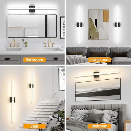 Modern Black and Brass Vanity Light Bar 40 Inch, 30W 5CCT Dimmable Bathroom Light Fixtures LED Wall Lighting Fixture - color: Black+Brass, size: 40 inch