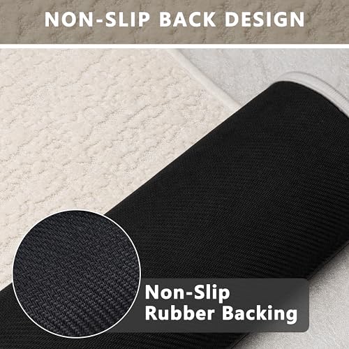 Bathroom Mat Quick Dry Low Profile Washable Bathroom Rugs | Non Slip Bath Rugs Ultra Thin Bath Mat Fit Under Door, Cream White, 17" × 32" - color: Cream, size: Medium(17"x 32")