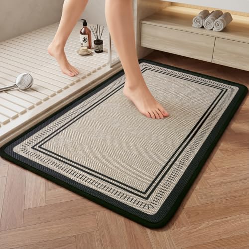 Thin Bathroom Rugs Fit Under Door, Non Slip Bath Mat 16"x24" Brown | Absorbent Quick Dry Bath Mats for Bathroom, Rubber Backing Bath Rugs, Low Pile Shower Mat Outside Shower, Sink, Easy Clean - color: Brown, size: 16"x24"