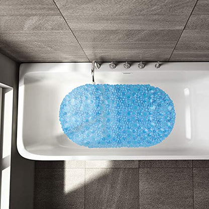 Updated Bathtub Mat for Shower Non-Slip Bath Mat Bathroom Bathtub Mat with Suction Cups Shower Stall Mat Non Slip Mat PVC Material Machine Washable (37 x 67cm, Blue) - color: Blue