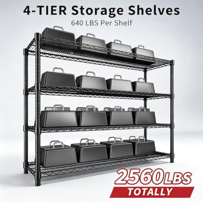 Garvee 4-Tier Wire Shelving 2560LBS Heavy Duty Storage Shelves Garage Rack | - size: 47.2"W x 63"H x 17.7"D