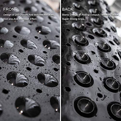 TEESHLY Bathtub Mats for Shower Tub, Extra Long Non-Slip 39 x 16 Inch Bath Mat with Drain Holes and Suction Cups, BathMat for Bathroom with Machine Washable (Opaque Black) - color: Opaque Black