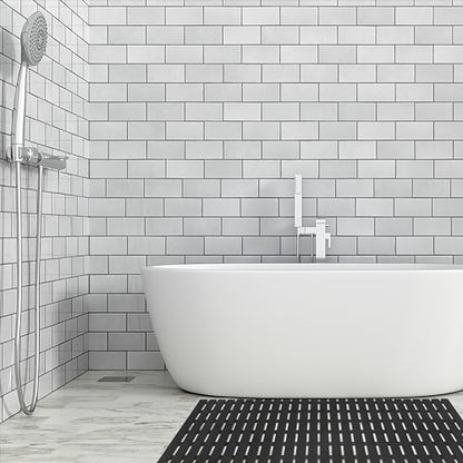BEMISO Shower Mat Non Slip Bathtub Mat with Suction Cups and Drain Holes 37.4 x15.7 Inch Bath Mat for Tub & Shower.Easy Dry,Easy to Cut,Eco-Friendly - color: Black, size: 37.4 x 15.7 inches