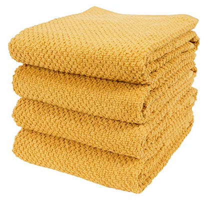 KAF Home Deluxe Popcorn Terry Kitchen Towels, Cotton Kitchen Dish Towels, Set of 4, Camel - color: Camel