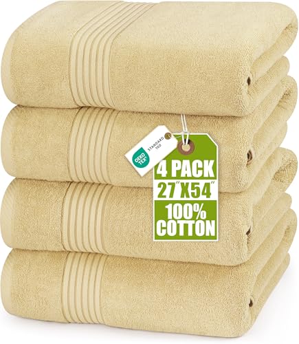 Utopia Towels Luxurious Bath Towels Set, 27x54 in, 4 Pack, Soft, Beige | Soft Luxurious Ring Spun Cotton Bath Towels - Lightweight, Highly Absorbent, Quick-Drying, Ideal for Daily Use - color: Beige