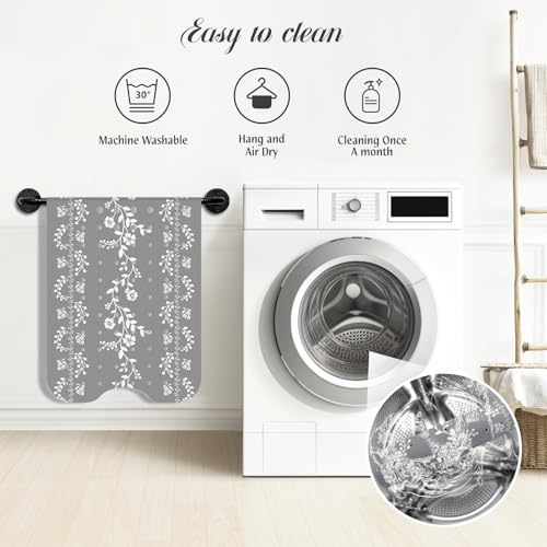 SHUCHING Gray Bath Mat for Tub Non Slip-40x16 Inch, Flower | Bathtub Mat for Women & Elderly Mold Free, Long Shower Mat for Inside Shower with Suction Cup, Machine Washable - color: Gray