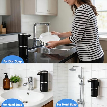 2-Pack Automatic Foam Soap Dispenser – USB Rechargeable Smart Hand Soap Dispenser with 4-Level Adjustable, 380mL Wall Mounted or Countertop, IPX5 Waterproof, for Bathroom Kitchen (Black) - color: Black2
