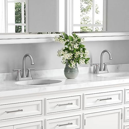 Bathroom Faucet, Hurran 4 inch Centerset 2-Handle Lead-Free, Brushed Nickel | Bathroom Sink Faucet with Pop-up Drain and Supply Lines, Stainless Steel Faucet for Vanity RV Restroom Laundry, 2 Pack - color: Brushed Nickel X 2