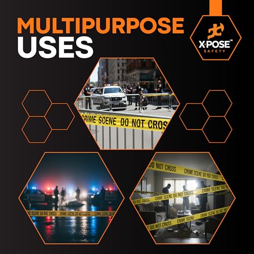 Xpose Safety 3 Mil Yellow Police Line Do Not Cross Tape – (2 Rolls) | 3" x 1000' High-Visibility Barricade Tape for Construction Sites, Hazards, Crime Scenes - color: Police Line Do Not Cross, size: 3 Mil