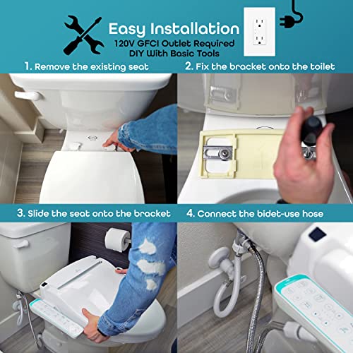 BidetMate 1000 Series Bidet Toilet Seat, Heated Water and Seat, Side Panel | Instant warm-water wash, heated seat, air dryer, and self-cleaning nozzle. Side panel control. Fits elongated toilets. - style: 1000 Series | Elongated | Side Panel