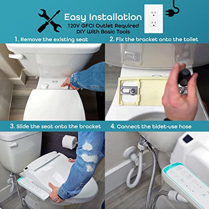 BidetMate 1000 Series Bidet Toilet Seat, Heated Water and Seat, Side Panel | Instant warm-water wash, heated seat, air dryer, and self-cleaning nozzle. Side panel control. Fits elongated toilets. - style: 1000 Series | Elongated | Side Panel