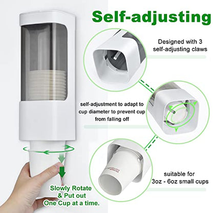 Cup Dispenser Wall Mounted Bathroom Cup Holder, 3oz-5oz Disposable Paper Cup Plastic Cup Dispenser, Water Cooler Dispenser Cup Holder with Paste Plate for Home Office Hospital Gym - color: White